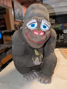 Vintage 1971 Happy Monkey Gorilla APE Large 12.5" BANK New York Vinyl Products - Picture 1 of 7