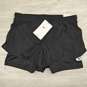 Nike New Girls' Dri-FIT Tempo 2-in-1 Training Shorts Large (Black) Sz 14/16 Run - Picture 1 of 12