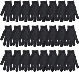  Gloves Winter Warm Black Knitted Gloves Magic Stretch Gloves Adults (24 Pairs) 