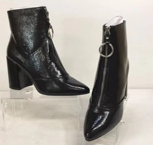 Boohoo Nina Oversized O-Ring Cylinder Heel Black Ankle Boot SZ US 8 UK 6 EUR 39 - Picture 1 of 7