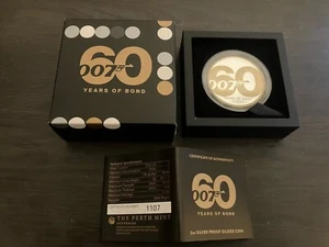 3x 2022 Tuvalu 60 Years Of 007 James Bond 2oz Gilt Silver Proof Coin Perth Mint - Picture 1 of 1