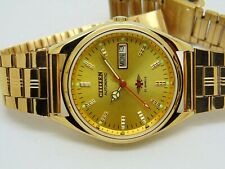 citizen automatic men's gold plated day date vintage japan made watch run order