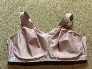 Glamorise Bra Sports Gym Bra Magic Lift Seamless Beige Wireless Wire-Free 48F - Picture 1 of 5