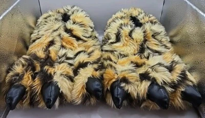 Тигр в полоску оранжевый и черный когтистый искусственного меха тапочки мужские S/M нескользящий низ - Изображение 1 из 4