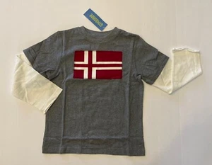 NWT Gymboree Ski Cabin Size 5 5T Heather Gray Nordic Flag Double Sleeve Tee - Picture 1 of 1