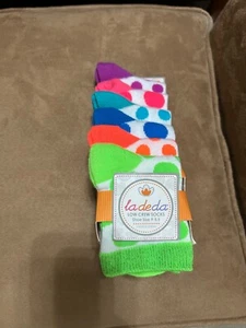 Girls La de da New Set of 6 Pair Low Crew Socks - Picture 1 of 2