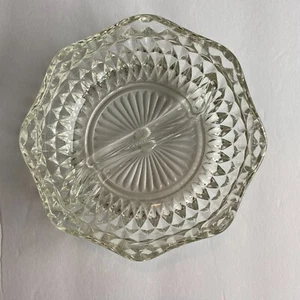 Vintage Indiana Glass Diamond Point Divided Nut Relish Serving Bowl 5.5" - Picture 1 of 9