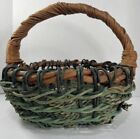 Vtg Hand Woven Braided Wicker Gathering Market Basket Farm Country Rustic 12?