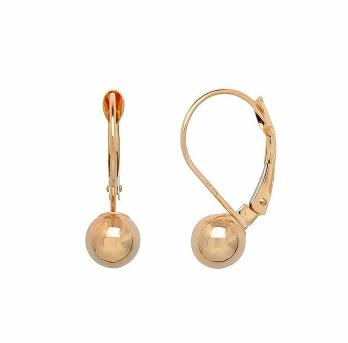 5 мм блестящий шар бусина подвеской капли серьги с рычагом назад реальный 10K желтое золото - Изображение 1 из 1