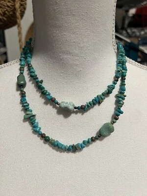 Collar Carolyn Pollack Plata de Ley Verde y Azul Turquesa Cuentas 18" Foto 1 de 4