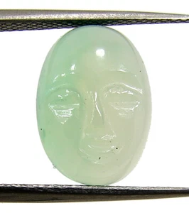 4.25 Ct Natural Green Onyx Loose Gemstone Carved Moon Face Wire Wrap - 64130 - Picture 1 of 5