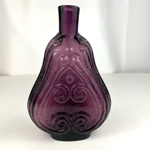 Bottiglia pergamena vetro viola fiaschetta vintage Clevenger Brothers 7" marcata CB - Foto 1 di 9