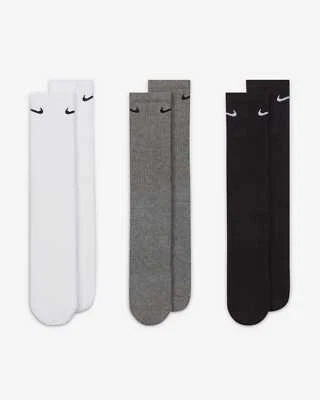 Nike Calcetines Unisex Everyday Cushioned Crew (3 Pares) - 964 (Blanco / Negro / - Imagen 1 de 4