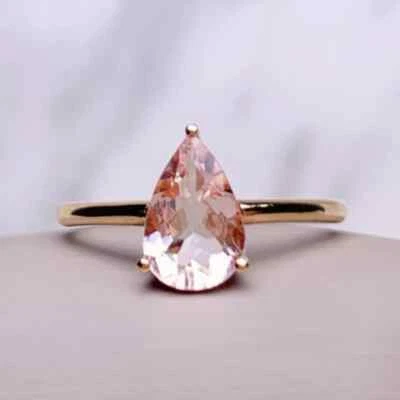 1.62 Ct Morganite Solitaire Ring 14k Solid Rose Gold - Image 1 of 4