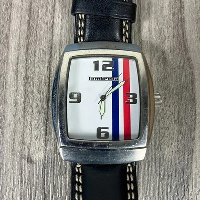 Reloj cronógrafo Lambretta para hombre a rayas Lambro correa de cuero negro Foto 1 de 4