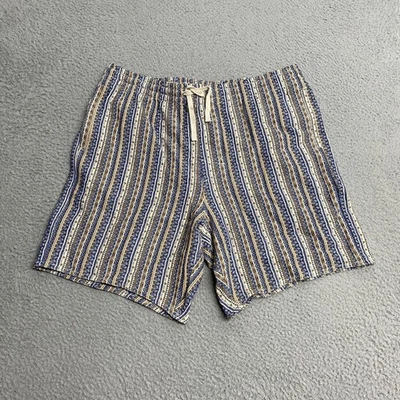 Pantalones Cortos Rhythm Para Hombre 36 Azul Marrón Blanco Rayas Cordón 100% Algodón Arándano Foto 1 de 4