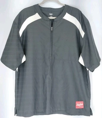 Cortavientos de béisbol Rawlings para hombre talla grande negro blanco 1/4 cremallera manga corta Foto 1 de 4