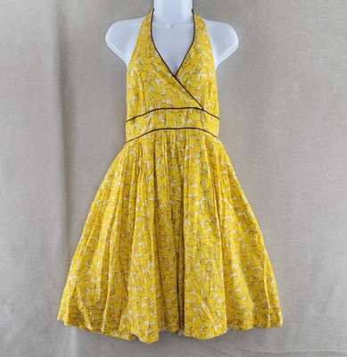 Vestido Moulinette Soeurs Mujer 6 Anthropologie Novedad Estampado Limón Halter Resort Foto 1 de 4