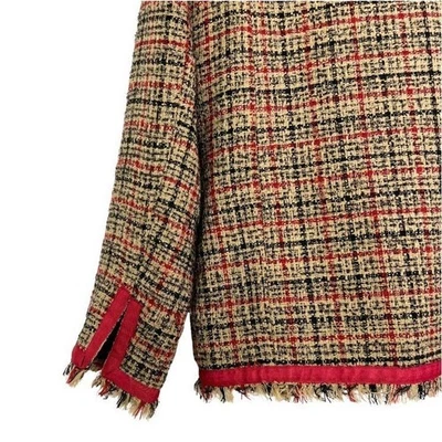 Chaqueta Blazer Robert Louis Tweed M Borde Rojo Dobladillo Deshilachado Estilo Bouclé Carrera Foto 1 de 4