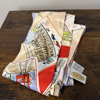 Talbots 100% Silk Scarf Cities/Destinations 66”x4” Oblong Rectangle PARIS/LONDON - Image 1 of 4