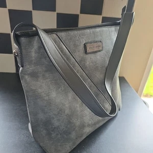 Large Vtg PIERRE CARDIN tote Shoulder Bag Grey Stonewashed Handbag Shop Work - Picture 1 of 24