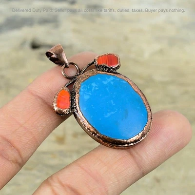 Colgante de boda natural de cobre electroformado de coral rojo turquesa de la Bella Durmiente Foto 1 de 4