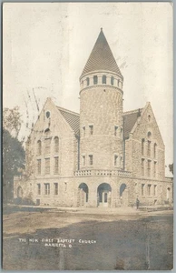 MARIETTA OH BAPTIST CHURCH ANTIQUE REAL PHOTO POSTCARD RPPC - Picture 1 of 2