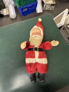 Vintage MCM Weihnachten 20 Zoll Plüsch Weihnachtsmann mit Gummi Gesicht Hände Stiefel und blaue Augen - Bild 1 von 24