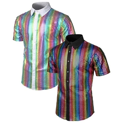 Fashion Men's Formal Shirt with Sequin Buckle Polyester Comfortable Fit - Image 1 of 4