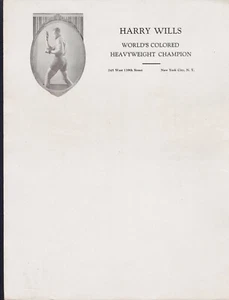 EXTREMELY RARE 1920s HARRY WILLS personal letterhead stationary COLORED CHAMPION - Picture 1 of 1