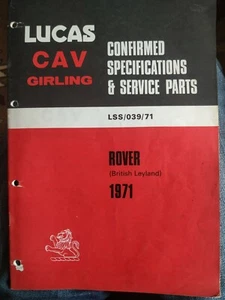 9.7 LUCAS spares parts Ersatzteilliste Equipment Girling Rover 1971 LSS/039/71 - Picture 1 of 11