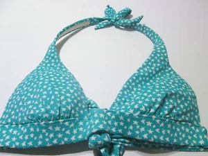 Victoria Secret Womens Size S Bikini Top Blue Bralette Lined Halter Star Print - Picture 1 of 5