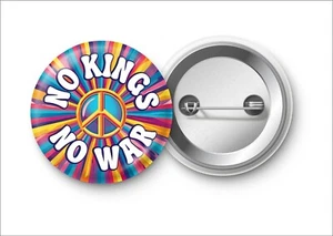 2.25" No Kings War Pinback Button Retro Peace USA Protest Anti Trump Political - Picture 1 of 2