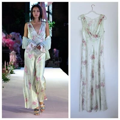 Maxi Vestido LoveShackFancy Suniva Estampado Floral Sin Mangas Cuello 100% Seda Talla 12 Foto 1 de 4