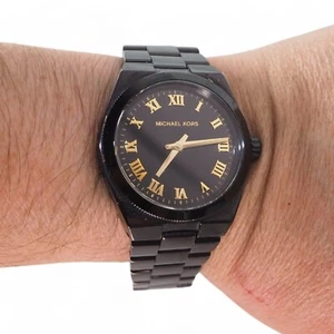 Michael Kors Channing Black Dial Roman Numeral Markers Watch MK6100 Black/Gold - Picture 1 of 10