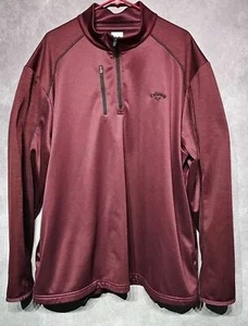 Callaway Golf Pullover Jacket Mens 2XL Heathered Maroon 1/4 Zip 2 Pockets - Picture 1 of 10
