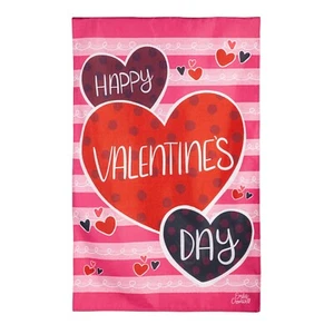 Happy Valentine's Day Hearts 13B11486 Evergreen BURLAP HOUSE Flag 28” x 44” - Picture 1 of 1
