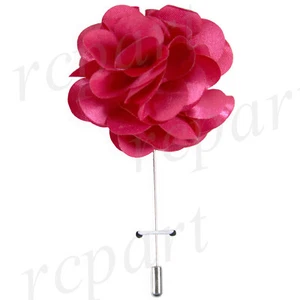Nuevo traje formal para hombre broche de pecho rosa caliente flor sólida solapa alfiler boda fiesta - Imagen 1 de 2