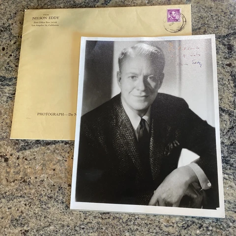 Signed Nelson Eddy 8x10 Photo AUTOGRAPH With Original Stamped Envelope Cover