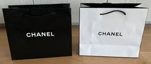 NEW 2 Classic Chanel Paper Gift Bags Black White Large (10.5x 9x4.5”) - Picture 1 of 4