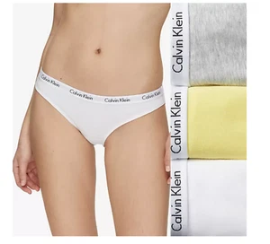 Women Calvin Klein Carousel 3-Pack Thong (White - Yellow - Gray) Panty Underwear - Picture 1 of 3