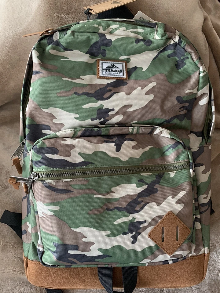 Mochila Steve Madden Unisex Camuflada Oliva Bolsillos Escolares Cremallera Foto 1 de 4