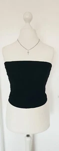 Bandeau Top schwarz Größe M eher S neu Stoff Struktur - Bild 1 von 9