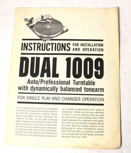 DUAL 1009 TURNTABLE INSTRUCTION SHEET - Picture 1 of 2