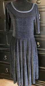 Vestido de terciopelo azul LuLaRoe elástico fiesta elegante manga corta brillante talla grande L - Imagen 1 de 6