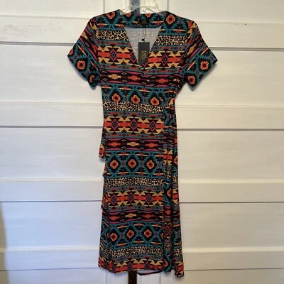 Lucky & Blessed NWT Aztec Print Wrap Dress L - Image 1 of 4