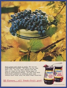 Vintage 1961 KRAFT Grape Jam Jelly Preserves Kitchen Art Decor Print Ad 60's - Picture 1 of 1