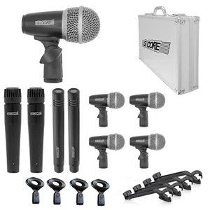 5 Core Drum Microphone Kit 9 Piece All Metal Drummer Mics Instrument Set - Picture 1 of 11