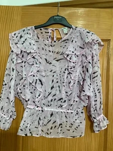 RIVER ISLAND pink animal print blouse BNWOT size 12 791565 - Picture 1 of 5