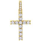 Ensemble broche diamant or jaune 10 carats pendentif croix 1,60 pouces charme tennis homme 2,10 ct